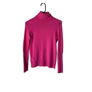 Aqua Cashmere Sweater Womens XS Pink Turtleneck Pullover Ribbed Hem Long‎ Sleeve